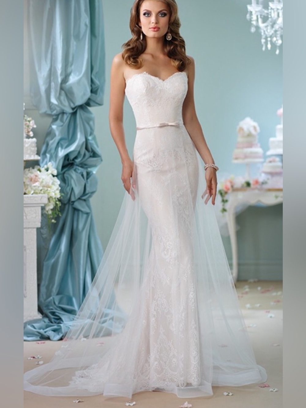 Enchanting By Mon Cheri Bridal Lace Sweetheart Wedding Dress 116134 Size 12